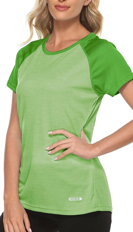 MoFiz Women's Short Sleeve UPF 50+ Sun Protection Sports T-Shirt Quick Dry Running Workout Athletic Tee Top