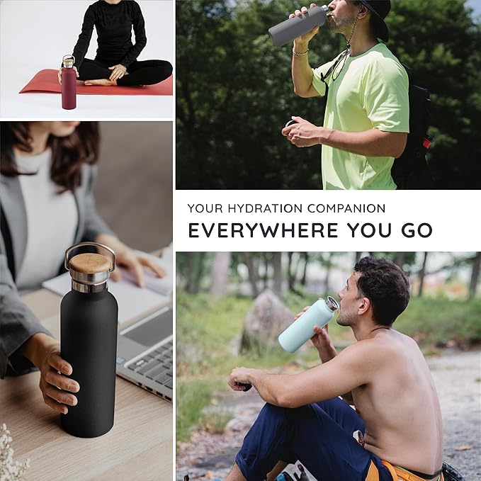 Bambaw 12 oz Insulated Water Bottle with Handle, Wide Mouth Insulated Water Bottle Red, Stainless Steel Water Bottle, Metal Water Bottle Double Wall Insulated, Small Water Bottle Reusable – Red Berry