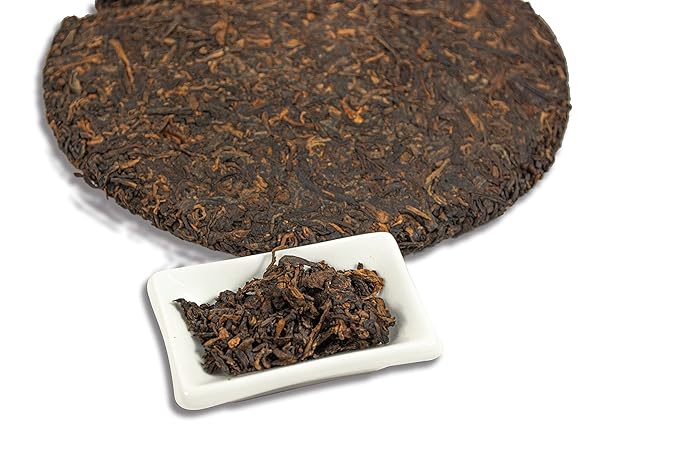 TIAN HU SHAN Premium 8 Years Aged Puerh Black Tea Cake 12.35 Ounce (350g) (Pack of 2)