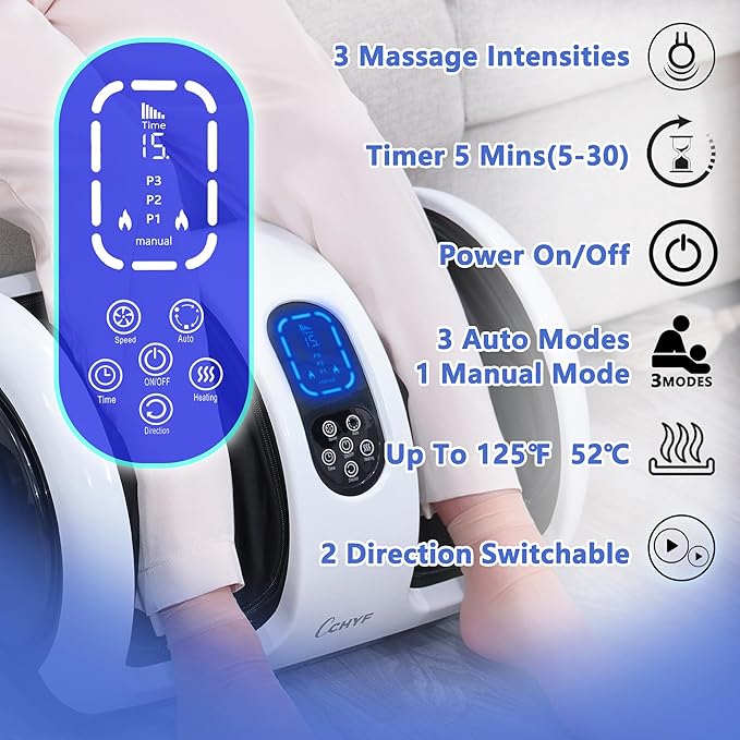 Foot Massager with Heat,Shiatsu Foot Massager for Plantar Fasciitis,Pain Relief and Heat Therapy-Massage Leg/Calf/Ankle with Deep Kneading,Gift for Family and Friends(White)