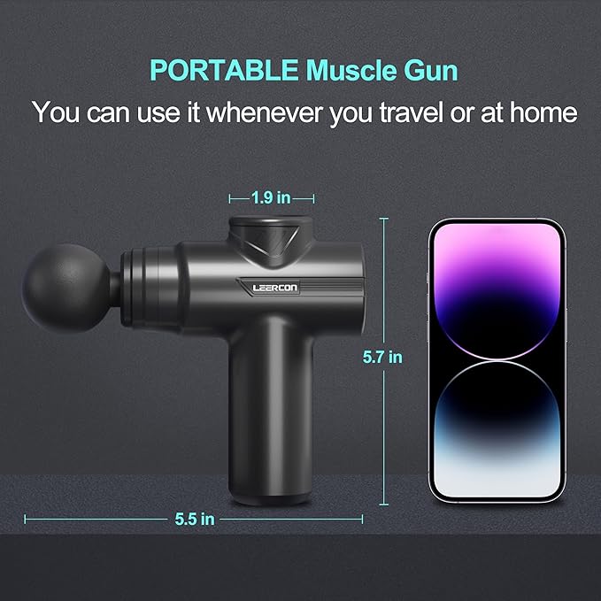 Mini Massage Gun,Portable Deep Tissue Muscle Fashion Back Massager, Handheld Percussion Massager for Pain Relief with 6 Intensities, 4 Heads, Gifts for Men and Women