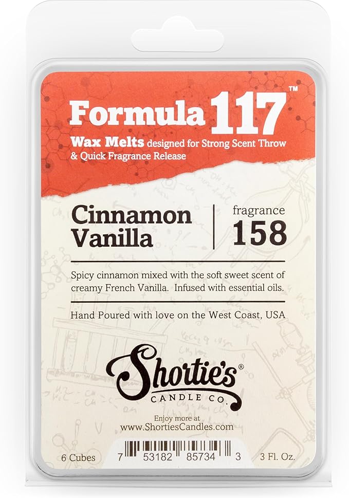 Shortie's Candle Company Vanilla Wax Melts Variety Pack - Vanilla Bean, Vanilla Maple, Cinnamon Vanilla - Formula 117-3 Highly Scented 3 Oz. Bars - Made with Natural Oils - Vanilla Warmer Wax Cubes
