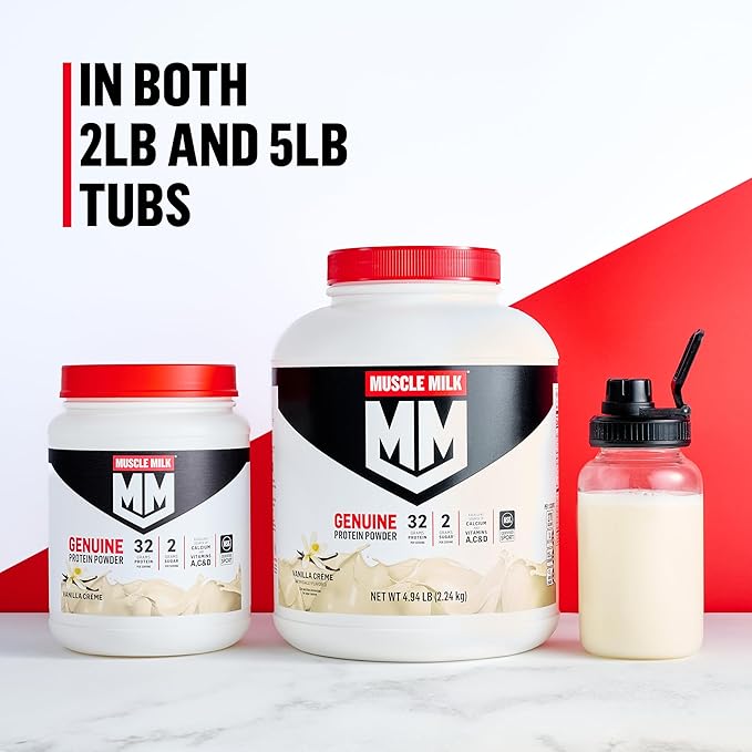Muscle Milk Genuine Protein Powder, Vanilla Creme, 32g Protein, 4.94 Pound, 32 Servings