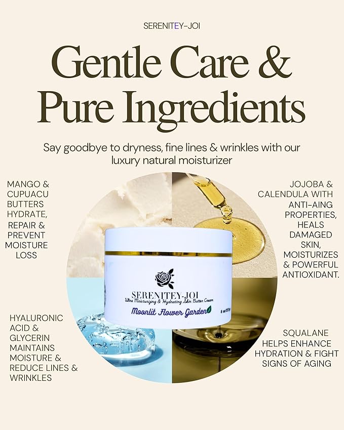 Ultra Hydration Body Butter Cream Moisturizer with Natural Ceramides, Hyaluronic Acid, Squalane, Cupuacu & Mango Butters + Botanical Oils-Intense Hydration For Anti-Aging & Dry Skin 8oz