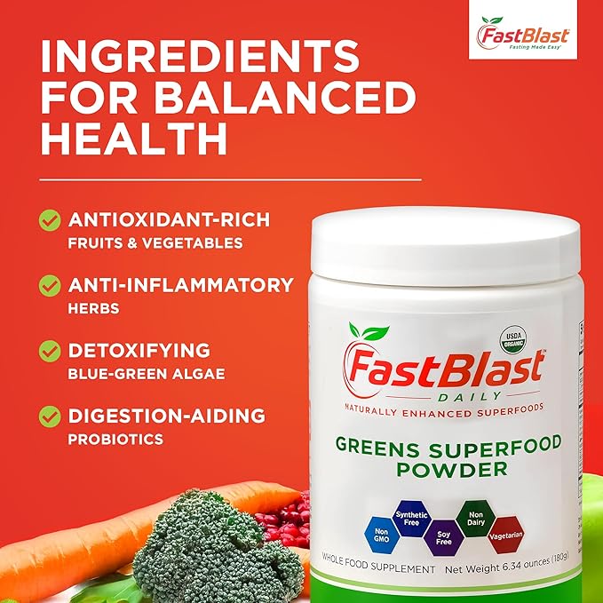 Organic Super Greens Powder with Over 30 Superfoods, Daily Greens Supplements with Probiotics, Fermented Superfood Powder, Low Cal Supergreens - 180g (6.3 oz)