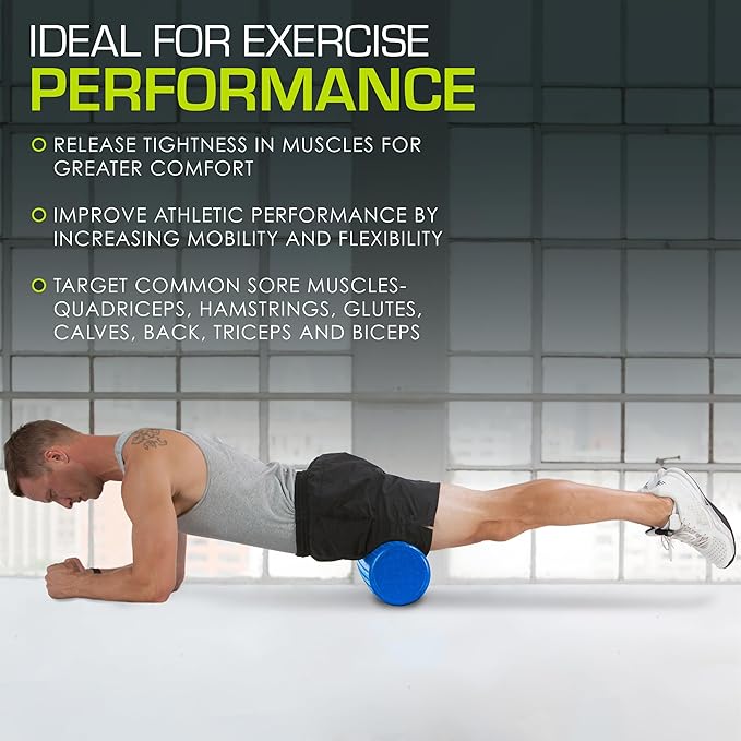 ProsourceFit High Density Foam Rollers 12 - inches Long, Firm Full Body Athletic Massage Tool for Back Stretching, Yoga, Pilates, Post Workout Muscle Recuperation