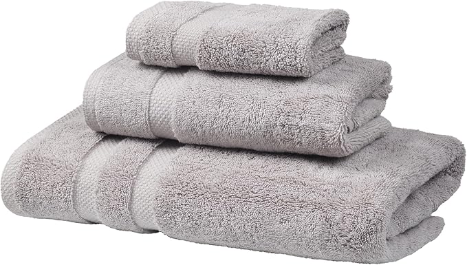 SOFE H&L | Olea Luxury Turkish Cotton Bath Towels Set of 3 : 1 Bath Towel, 1 Hand Towel, 1 Wash Cloths, Cool Gray |Thick, Premium, Soft, Durable, Absorbent - Hotel Quality Towel Sets for Bathroom