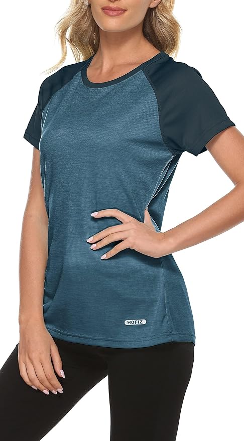 MoFiz Women's Short Sleeve UPF 50+ Sun Protection Sports T-Shirt Quick Dry Running Workout Athletic Tee Top