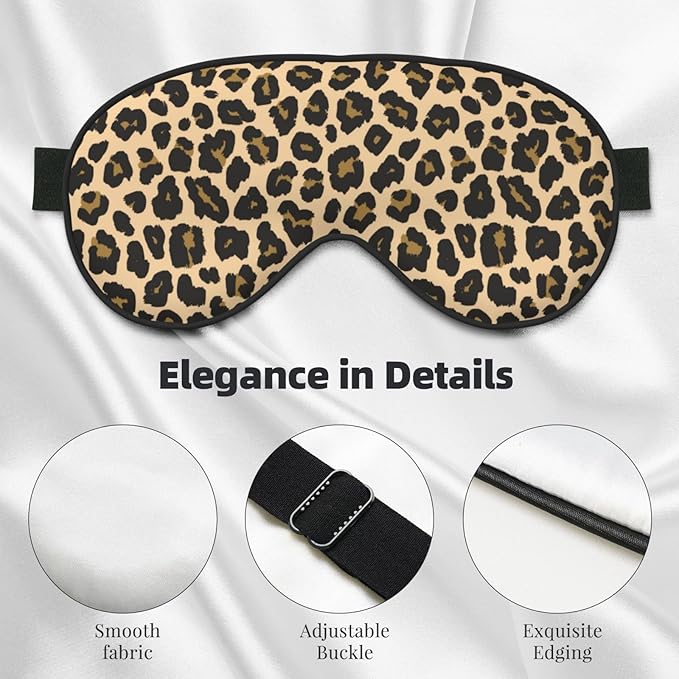 Sleep Eye Mask Brown Leopard Sleep Mask for Women Men Comfortable Eye Mask with Adjustable Strap Soft Eye Cover Blindfold for Travel Yoga Nap Shift Work