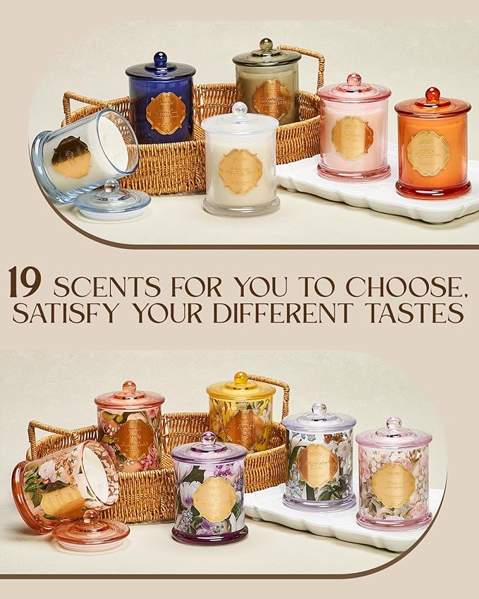 M&SENSE Apple Crumble Candles for Home Scented, Organic Soy Candles Non Toxic Soot-Free, 12.7oz Large Jar Candle 75 Hours Long Lasting Slow Burning, Strong Scented Housewarming Candle Gift