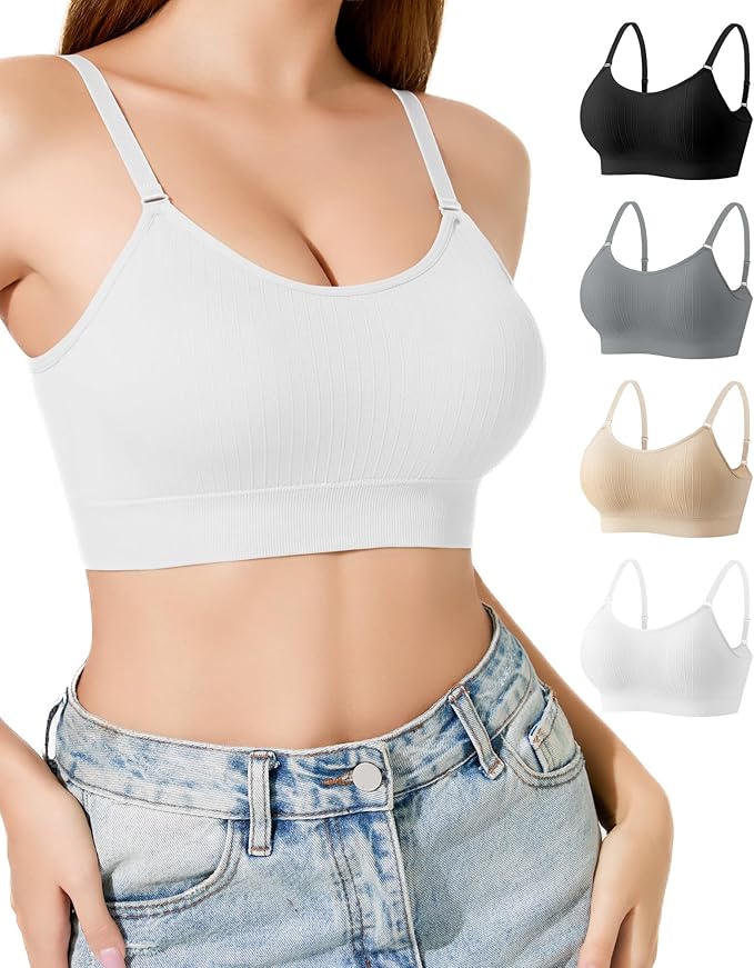 Padded Bralette Sports Bras for Women Pack No Underwire Adjustable Straps Low Back Bra Sleep Bras Lounge Bras for Women