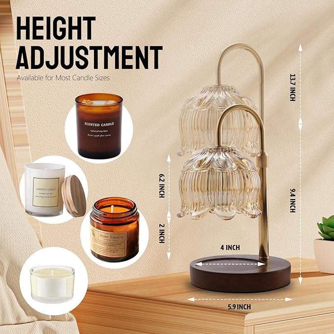 GEEZO Fragrance Candle Warmer Lamp,Electric Candle Warmer with Timer & Dimmer,Mom Christmas Birthday Gifts for Women, House Warming Gifts New Home Bedroom Decor