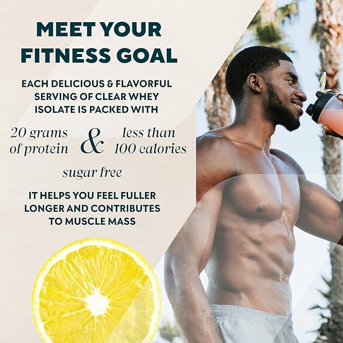 Myprotein Clear Whey Isolate Protein Powder, 1.9 Lb Lemonade, 20g Protein per Serving, Naturally Flavored Drink Mix, Daily Protein Intake for Superior Performance