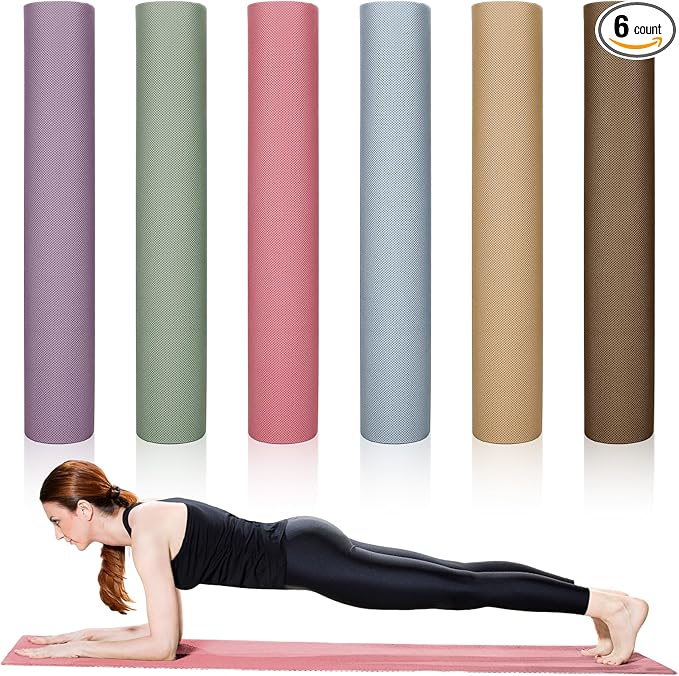 Timgle 6 Pack Yoga Mats Bulk Non Slip Exercise Yoga Mat Thick Anti Slip Tear Resistant Sports Gym for Fitness Stretching Home Workout and Studio