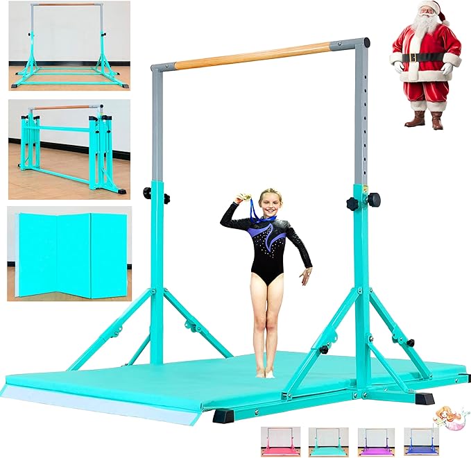 Gymnastic Bar for Kid and Teenage Ages 3-25, 5 FT / 6 FT Base Length, 5 FT / 6 FT Height, Gymnastic Kip Bar Horizontal Bar for Gymnast, Gymnastic Training Equipment for Home and Club Use