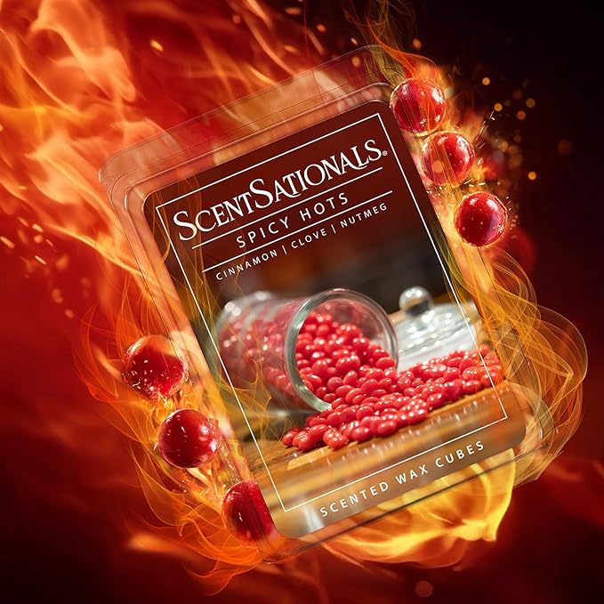 Scentsationals Wax Melts, Wax Cubes Strong Scent – Candy Collection 2 Spicy Hots – Long Lasting Scented Melts for Warmer, 10oz (24-Cubes)