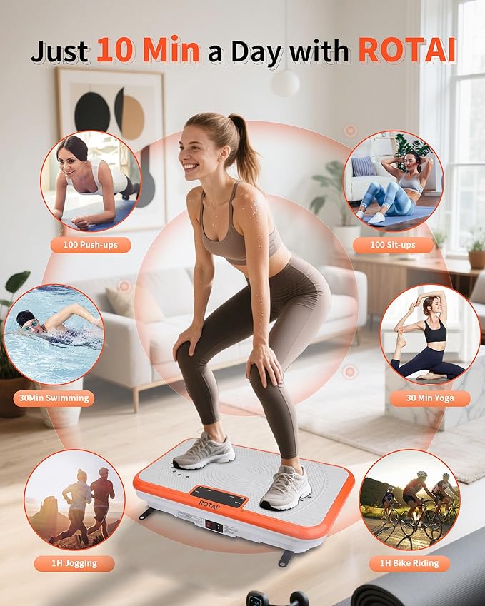Vibration Plate Exercise Machine, Vibration Plate for Lymphatic Drainage & Weight Loss, Whole Body Vibration Plate 400 lbs Capacity, Shake Plate for Men and Women