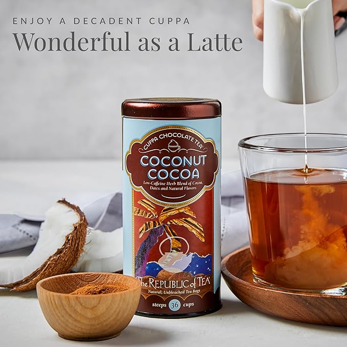 The Republic of Tea – Coconut Cocoa Cuppa Chocolate Tea Bags, Low-Caffeine, 250 Servings