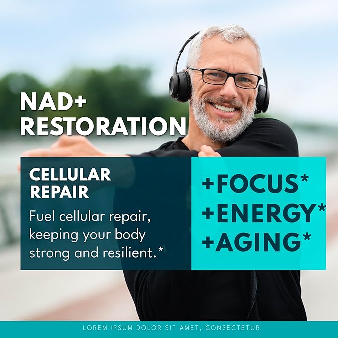 NAD+ Supplement - Liposomal + Resveratrol for Women & Men, Astaxanthin, CoQ10, Alpha Lipoic Acid, Green Tea, Urolithin - 60 Capsules