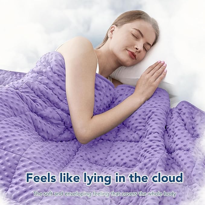 Topcee Weighted Blanket King Size (20lbs 80"x87"), Minky Dots Heavy Blanket for Woman, Man Sleeping, Soft, Cozy and Cooling Weighted Throw Blankets, Machine Washable, Purple