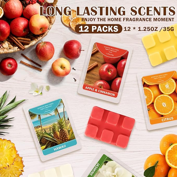 SCENTORINI Wax Melts, Wax Cubes Strong Scent, 12 Pack, Scented Wax Melts for Warmer, Home, Office, Relaxation