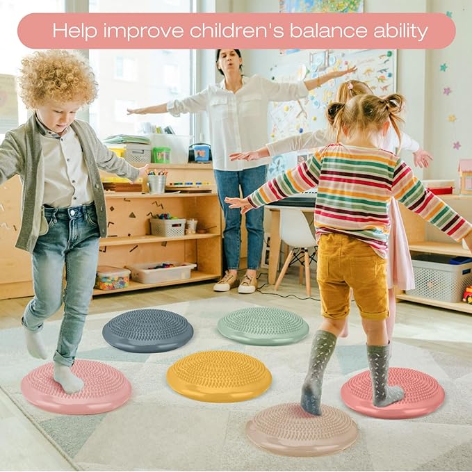 Amylove 6 Pcs Wiggle Seat Inflated Wobble Cushion for Sensory Kid 13 Inch Balance Disc Kids Flexible Seating Exercise Sensory Pad Chair Cushion for Classroom Office School
