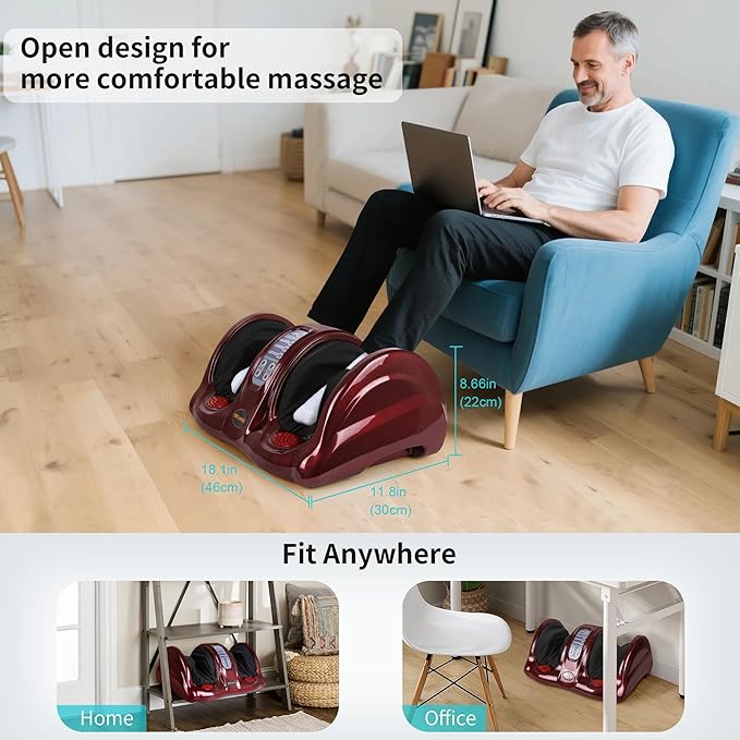 Foot Massager with Heat, Shiatsu Foot Massager for Circulation and Pain Relief and Heat Therapy, Ankle, Calves and Feet Massage with Deep Kneading Rolling, Gifts for Women Men Mother Father
