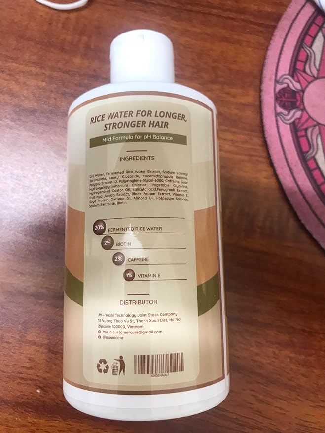 Muun Rice Water Shampoo with Amino Acids & Biotin - Natural Ingredients - Sulfate-free, Paraben-free, Cruelty-free, Phthalate-free, pH balanced 100% Vegan, Zero-Waste (Shampoo)