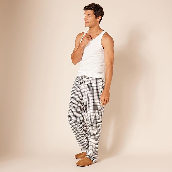Amazon Essentials Mens Straight-Fit Woven Pajama Pant with Pockets