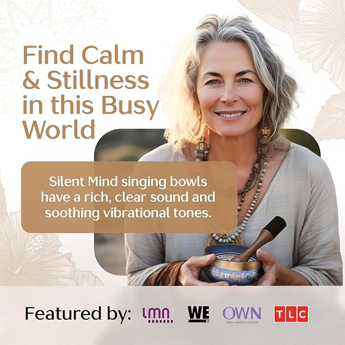 Handmade Tibetan Etched Singing Bowl Set – Sound Bowl & Meditation Bowl with Cushion, Mallet & Guide – Handmade Nepali Bowls – Sound Bath Accessories – Bronze Singing Bowls