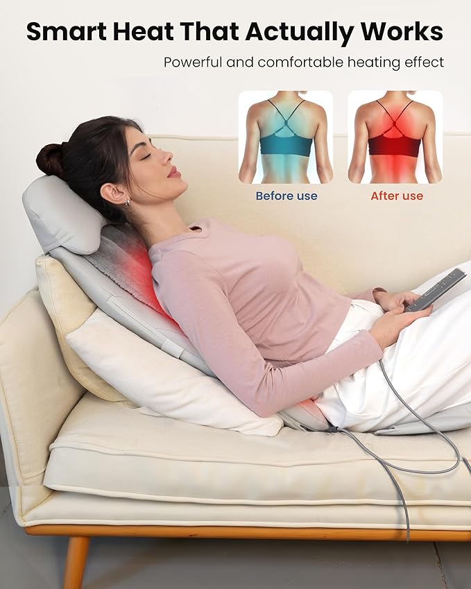 COMFIER Shiatsu Back Massager with Heat, Deep Tissue Kneading Chair Massager with Vibration, 2D/3D Shiatu Massage Seat Cushion, Full Back Massage Chair Pad, Gifts for Him Her