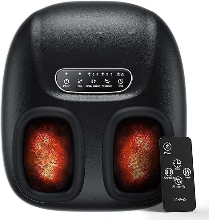 RENPHO Foot Massager Machine with Heat, Gifts for Women, Shiatsu Heated Foot Massager Machine for Plantar Fasciitis, Size Up to 11
