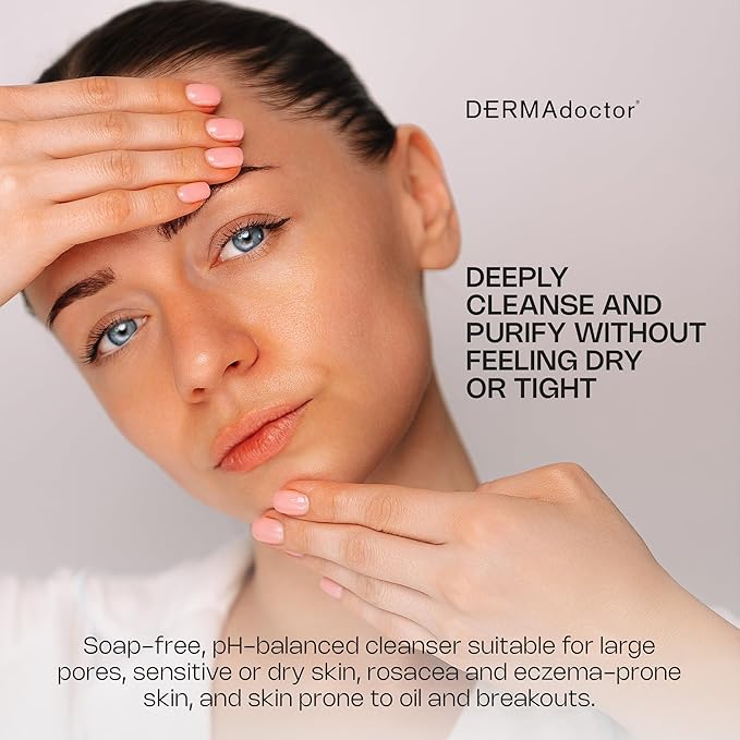 DERMAdoctor Gentle Face Wash for Sensitive Skin, Face Wash for Rosacea Sensitive Skin, Pregnancy Safe Facewash for Acne Prone Skins, Hypoallergenic, Non Comedogenic Facial Cleanser, Dermatologist Made
