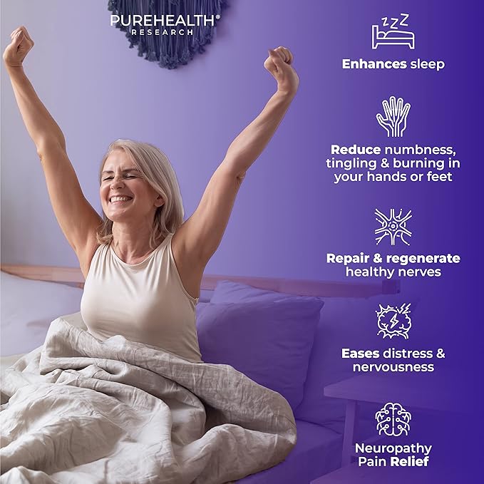 PUREHEALTH RESEARCH Nerve Regen Formula - Nerve Renew for Numbness, Tingling and Burning with R Alpha Lipoic Acid, Benfotiamine 300mg & Passion Flower Extract - Ala Nerve Support Supplement, 3 Bottles