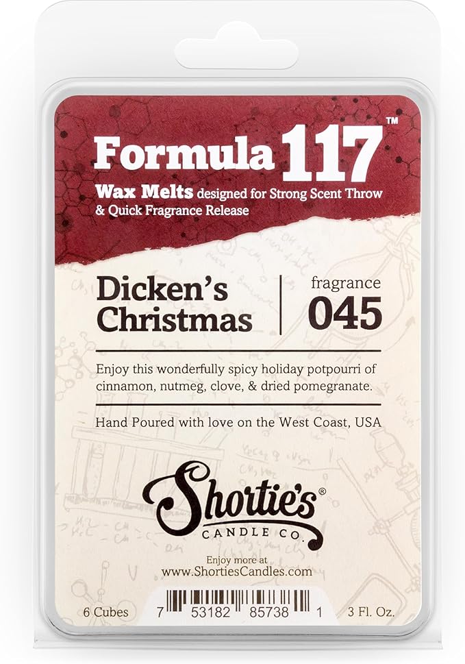 Formula 117 Dicken's Christmas, Christmas Eve & Tree Scented Wax Melts Variety Pack - 3 Highly Scented 3 Oz. Bars - Made With Natural Oils