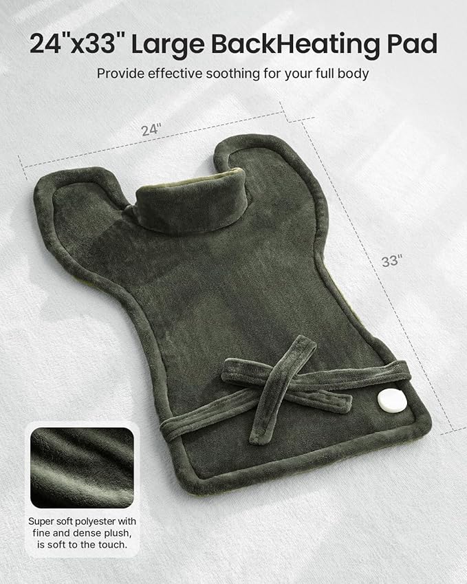 RENPHO Heating Pad for Back Pain & Period Cramps,Birthday Christmas Gifts for Women Men Mom Dad Seniors, FSA Eligible, Weighted Heat Pad for Neck and Shoulders, 24"x33", ETL Certified, Green