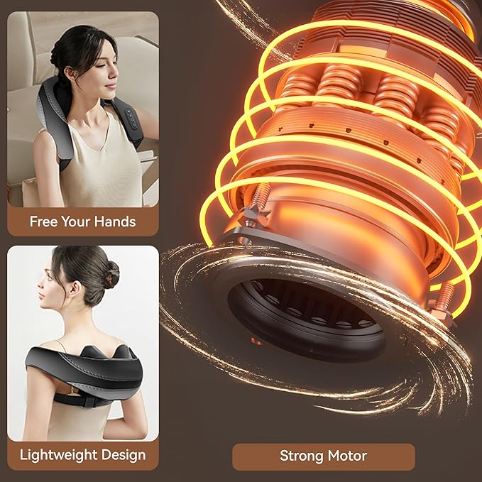 Shiatsu Neck and Shoulder Massager With Heat for Pain Relief, Deep Tissue Back Massager, Portable for Neck and Back, Gifts for Men and Women (Black With Leather Handbag)
