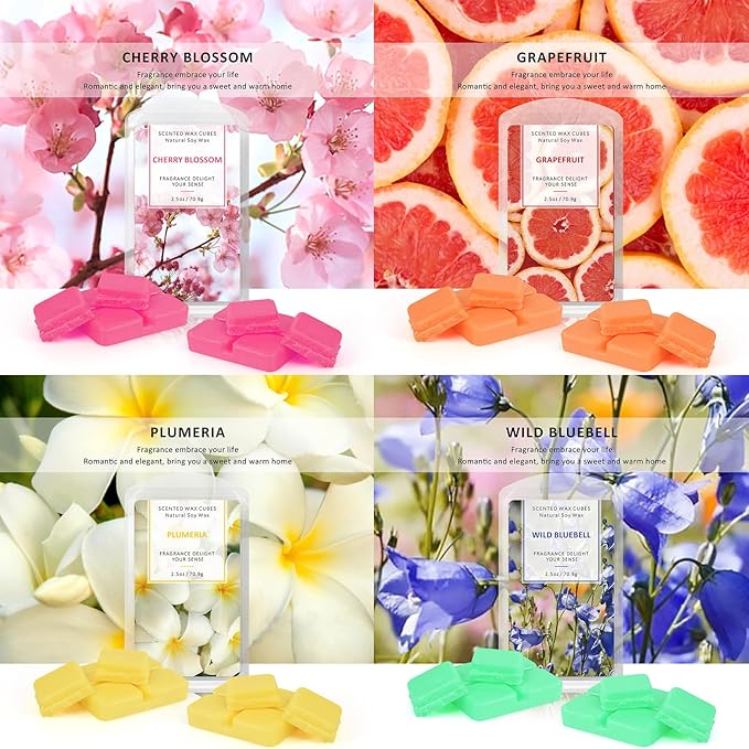 STRN Wax Melts Premium Plant Based Natural Soy 8 Pack Wax Cubes for Warmers, Long-Lasting Highly Scented Essential Fragrance Oil Soy Wax Melts Tarts (8x2.5oz)