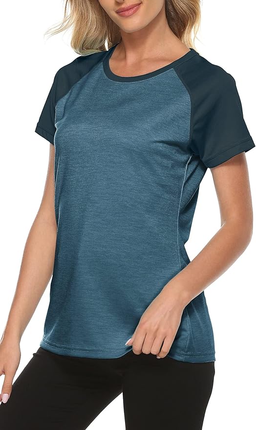 MoFiz Women's Short Sleeve UPF 50+ Sun Protection Sports T-Shirt Quick Dry Running Workout Athletic Tee Top