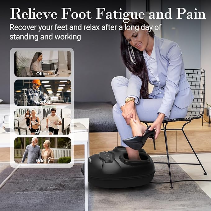 Shiatsu Foot Massager with Heat - Upgraded Foot Kneading Massage with App Control,Feet Massager for Plantar Fasciitis & Neuropathy Pain,Adjustable Compression & Heat,Fits Size Up to 13"