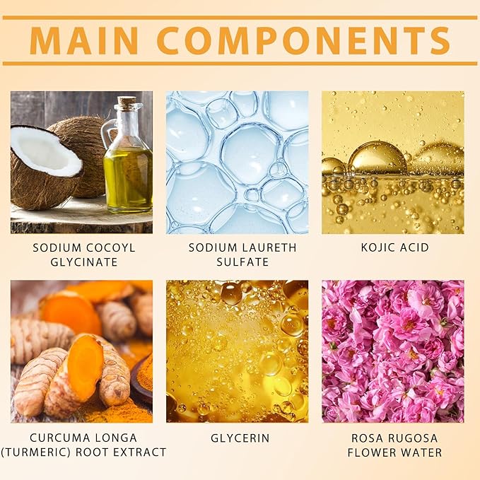 Turmeric Wash and Care Three Piece Set,Tuemeric Facial Cleanser & Turmeric Soap Bar & Turmeric Face Scrub Pads,Face & Body Cleanser,Turmeric Cleansing Skincare Set, Deep Cleansing