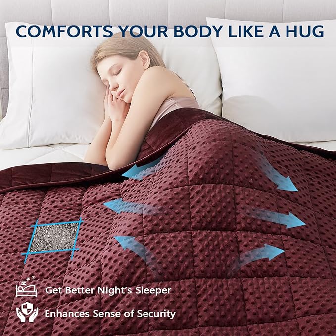 L'AGRATY Weighted Blanket for Adult - 80"x87" 25lbs Minky Dots Heavy Blanket with Glass Beads Soft Breathable for All-Season Summer Fall Winter Thick Comfort for Sleeping