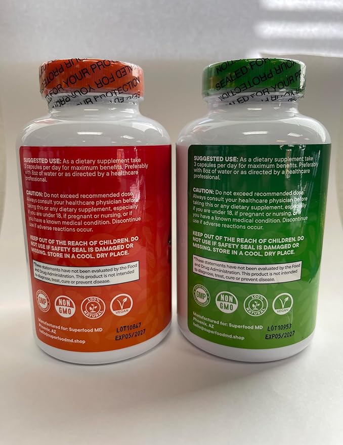 Superfood MD Fruits & Veggies Supplement - Whole Food Natural Superfoods - with Aloe Vera - Soy Free- 90 Count (Pack of 2)