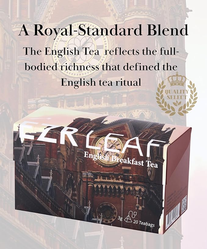 EZR Leaf English Breakfast Premium Whole Leaf Ceylon Black Tea, 20 counts 2.1 Once, Rich Flavor & Bold Aroma Blend, A Morning Ritual in Every Cup
