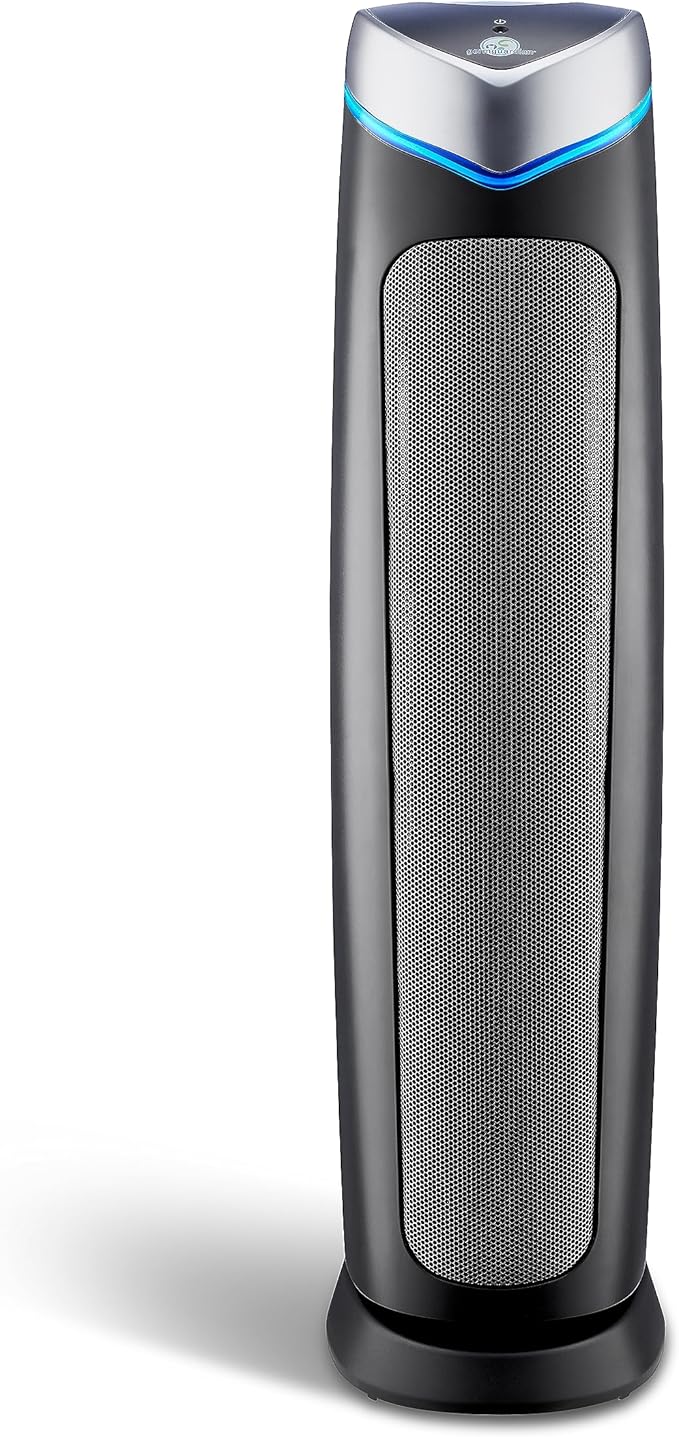 GermGuardian 5-In-1 HEPA Air Purifier for Home, Large Rooms Up To 915 Sq. Ft. with HEPA Pet Air Filter, UV-C Light & Odor Reduction, AC5250PT, 28" Tower, Gray