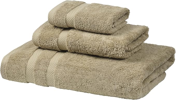 SOFE H&L | Olea Luxury Turkish Cotton Bath Towels Set of 3 : 1 Bath Towel, 1 Hand Towel, 1 Wash Cloths, Green |Thick, Premium, Soft, Durable, Absorbent - Hotel Quality Towel Sets for Bathroom
