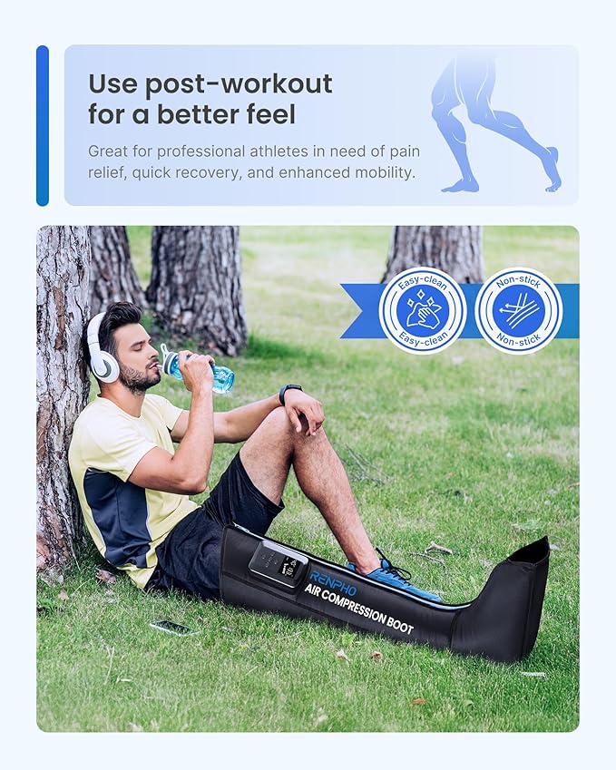 RENPHO Leg Massager with Smart Pressure Sensor, Cordless Air Compression Recovery Boot for Pain Relief, Foot & Calve & Thigh Massager, Adapter Not Included,1 Pack