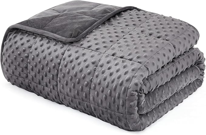 L'AGRATY Weighted Blanket - 40"x60" 7lbs Minky Dots Heavy Blanket with Glass Beads Soft Breathable for All-Season Summer Fall Winter Thick Comfort for Sleeping
