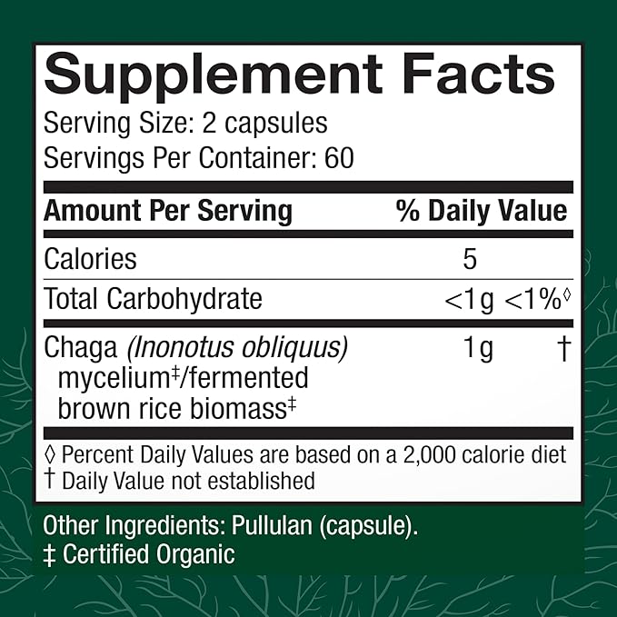 Host Defense Chaga Capsules - Immune System Support Supplement - Chaga Mushroom Capsules for Antioxidant Activity Support - Dietary Mushroom Supplement - 120 Capsules (60 Servings)*