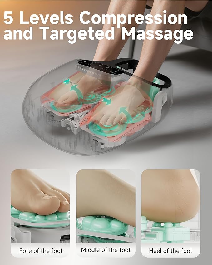 Snailax Shiatsu Foot Massager Plantar Fasciitis Neuropathy,Large Size Up 15 Feet Massage Machine with Heat,Kneading,Rolling,Scratch,Remote Control,Feet Warmer/Heater,Gifts for Men
